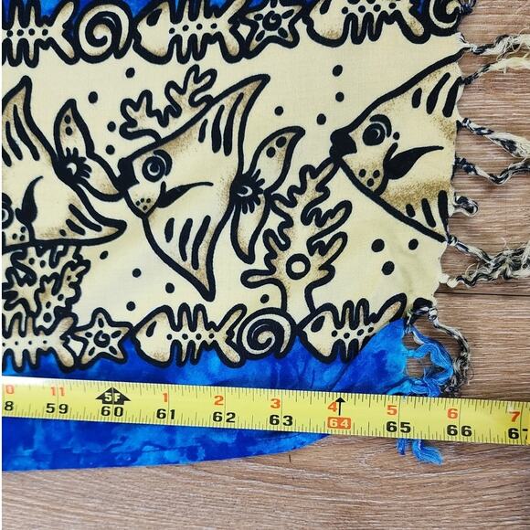 Cocowalk NWT Beach Blanket/Sarong with Angelfish Measures 44x66 Blue /Tan/Black - Picture 5 of 7